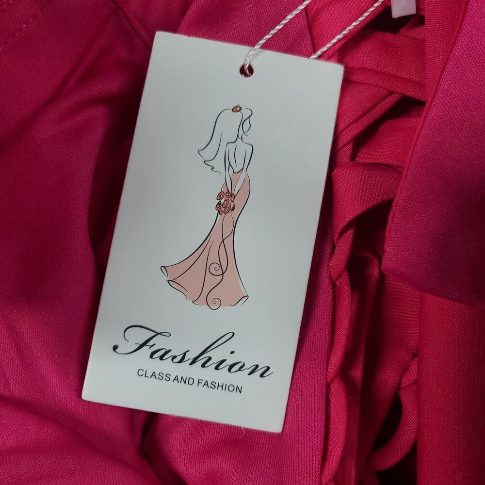 Pink off shoulder ruffle maxi dress Mother of the bride Valentine's dress Sz 16 - Picture 10 of 13